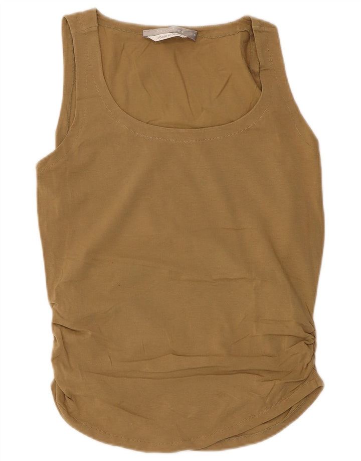 Max Mara Damen Ärmelloses Trägershirt UK 12 Mittelbeige Baumwolle