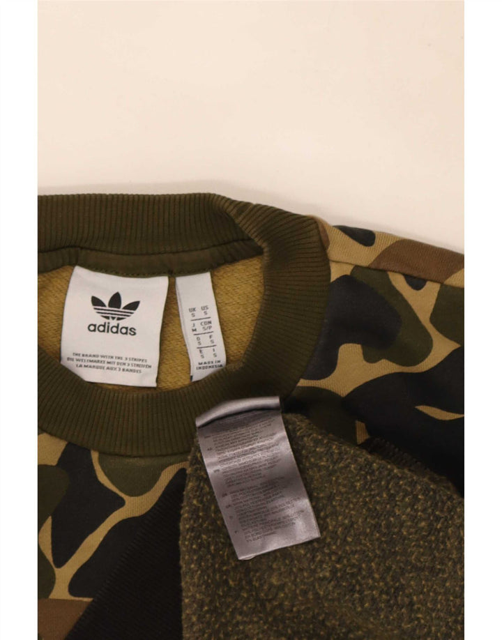 Adidas Herren Sweatshirt Pullover Small Khaki Camouflage Baumwolle