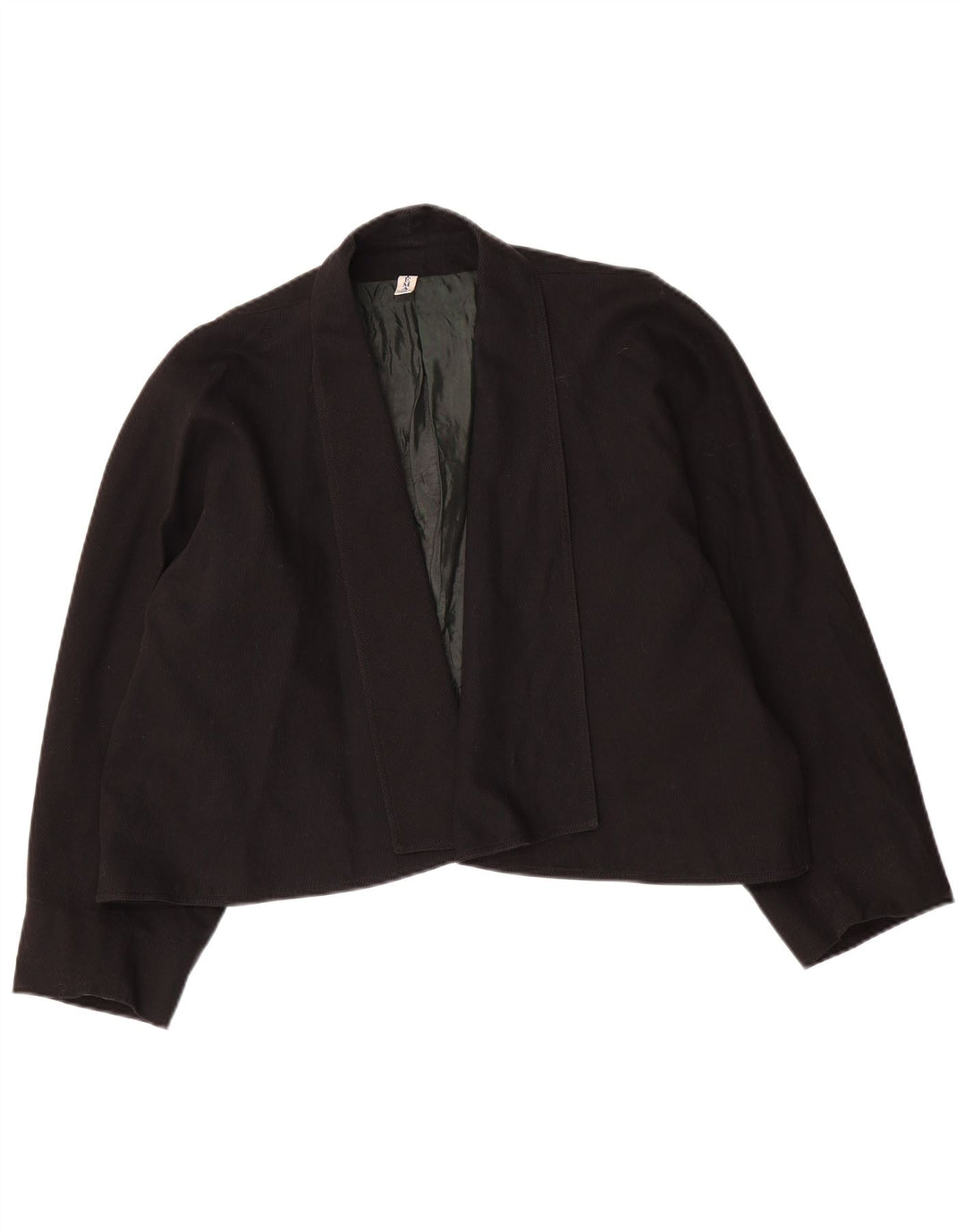 Vintage Damen Crop Open Blazer Jacke IT 48 XL Schwarz