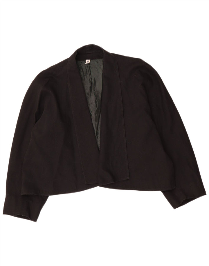 Vintage Damen Crop Open Blazer Jacke IT 48 XL Schwarz