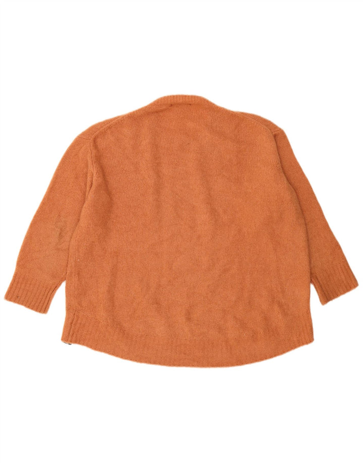 Zara Damen-Pullover, übergroß, Rundhalsausschnitt, Gr. 40, Größe L, Orange, Acryl