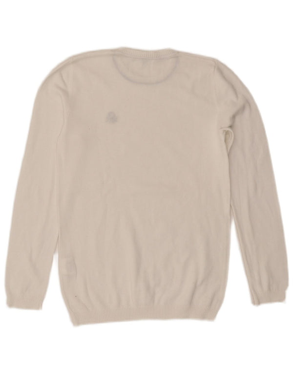 Benetton Girls Boat Neck Jumper Sweater 11-12 Years 2XL White Cotton