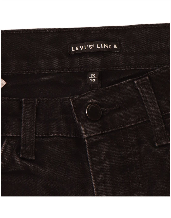 Levi's Damen Line 8 Slim Jeans W30 L32 Schwarze Baumwolle