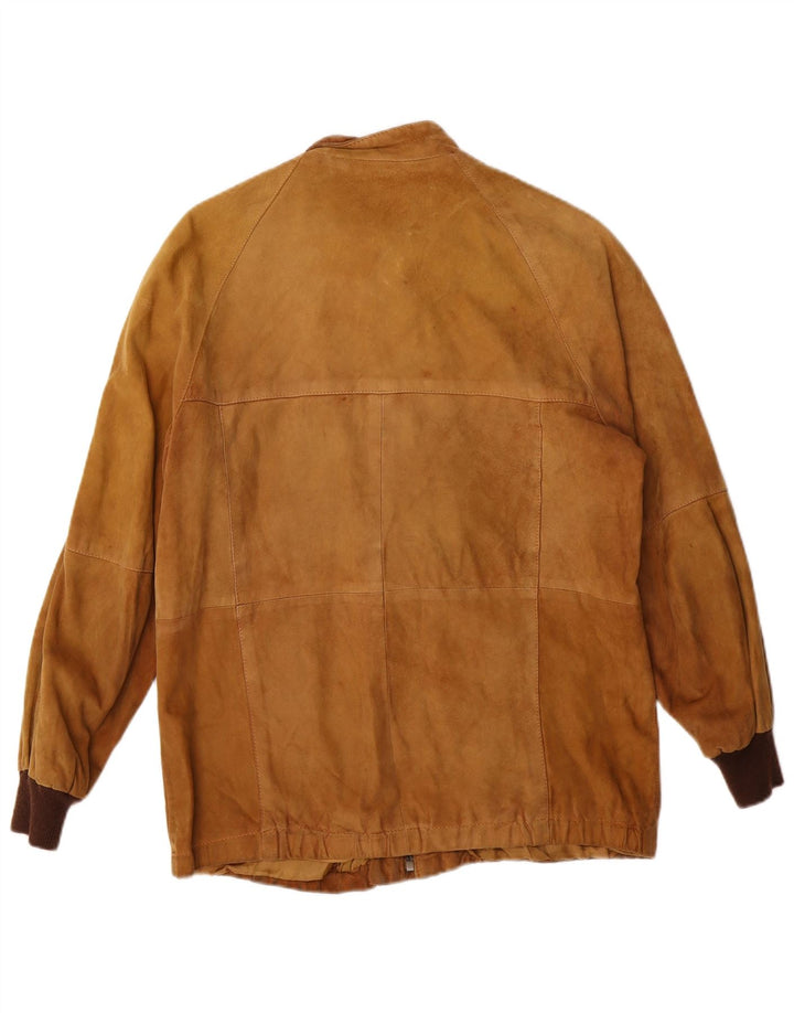 Vintage Damen Bomber Wildlederjacke UK 12 Mittelbraunes Leder