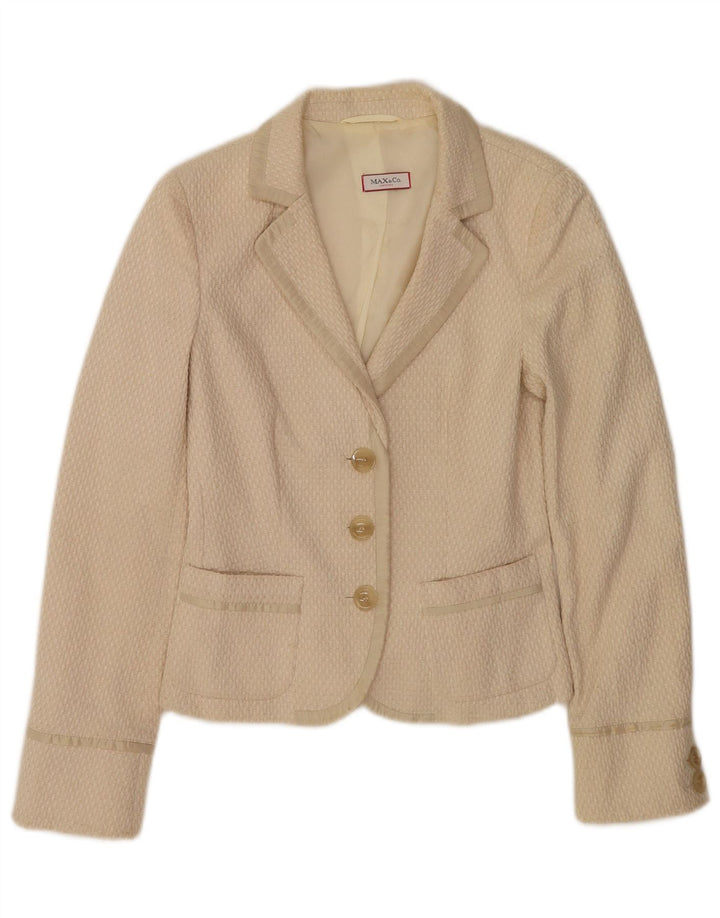 Max & Co. Damen 3-Knopf-Blazerjacke UK 6 XS Beige Baumwolle