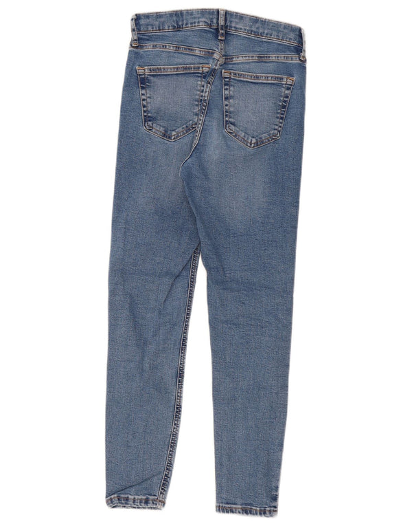 Topshop Damen Skinny Jeans UK 8 Small W26 L25 Blaue Baumwolle