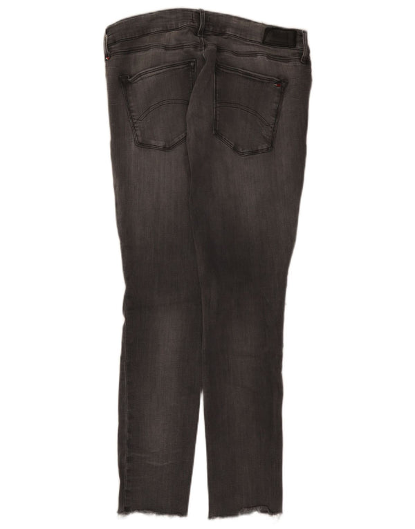 Tommy Hilfiger Damen Mid Rise Distressed Slim Jeans W31 L27 Graue Baumwolle