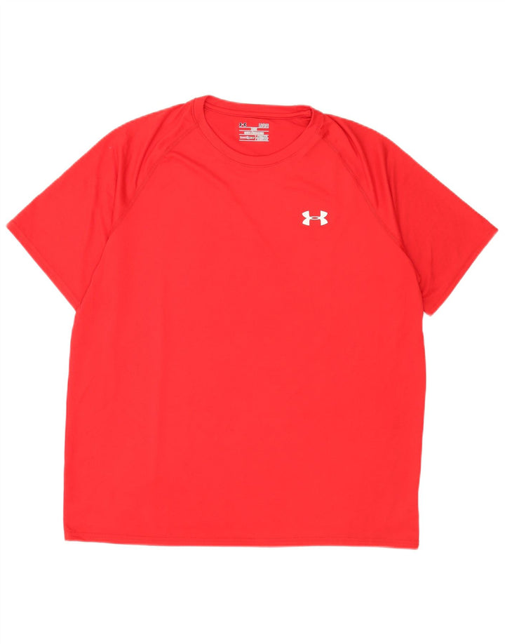 Under Armour Herren Heat Gear T-Shirt Top Large Rot Polyester
