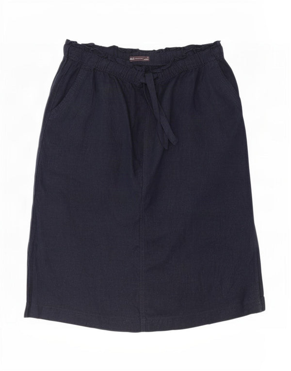 Marks & Spencer Damen Midirock UK 18 XL W38 Marineblaues Leinen
