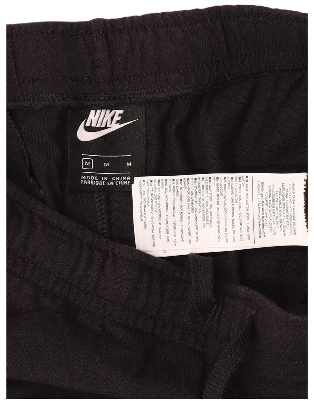 NIKE Herren-Sportshorts, mittelgroß, schwarze Baumwolle