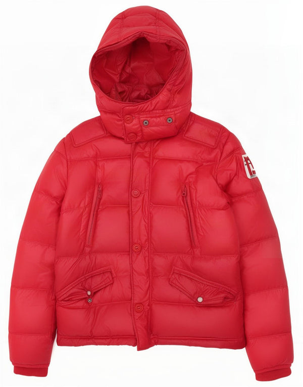 Diesel Mens Hooded Padded Jacket UK 42 XL Red Nylon