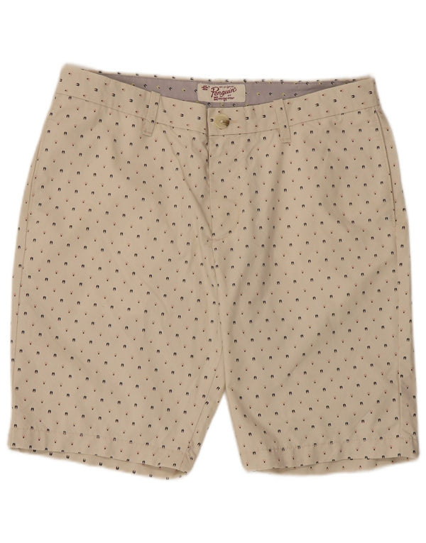 Penguin Herren-Chinoshorts, W34, groß, beige gepunktete Baumwolle