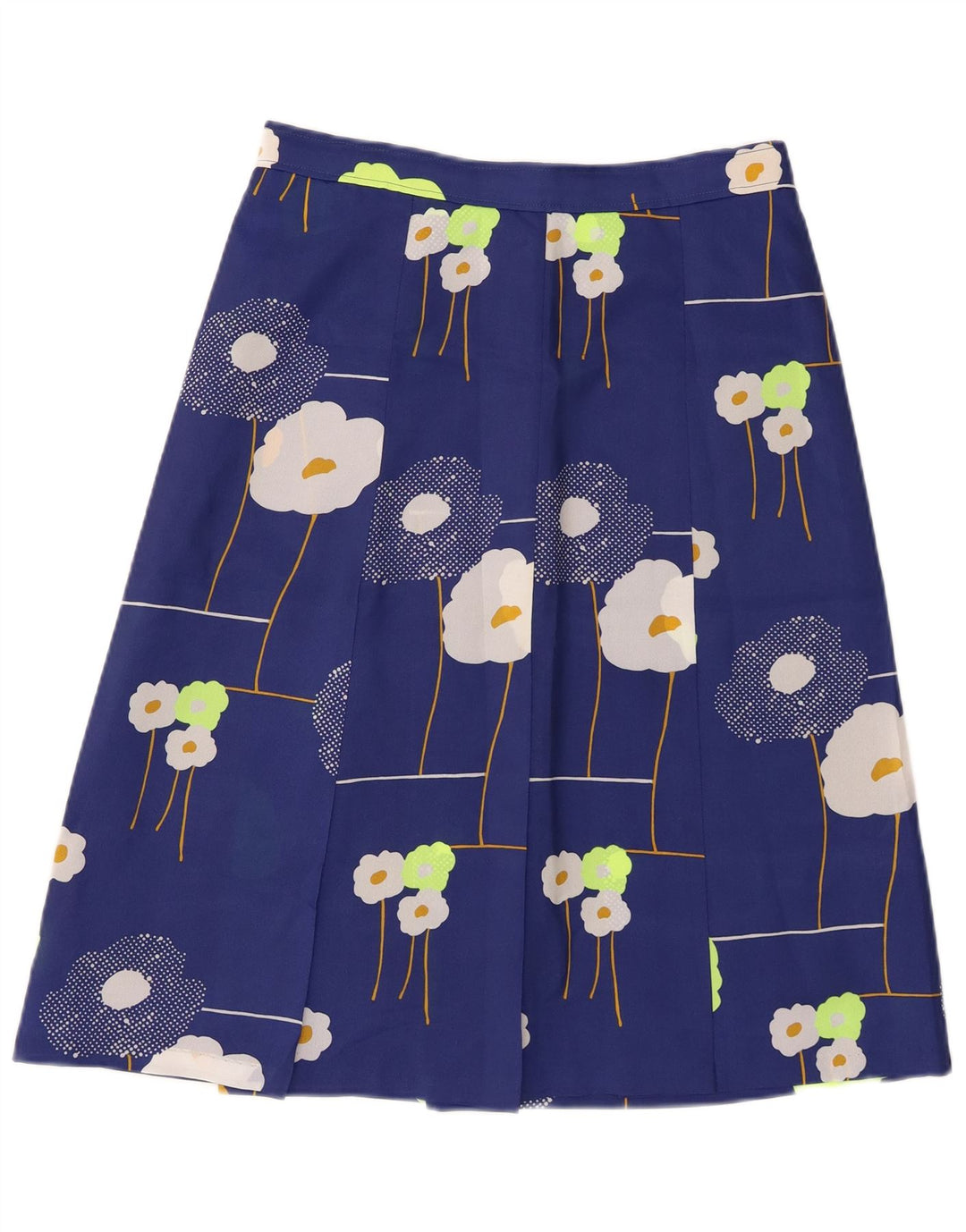 Vintage Damen A-Linie Rock W28 Mittelblau geblümt