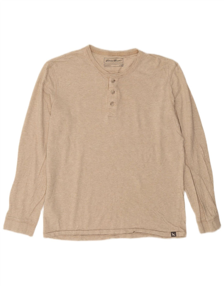Eddie Bauer Herren-Oberteil, langärmelig, klein, beige gefleckte Baumwolle