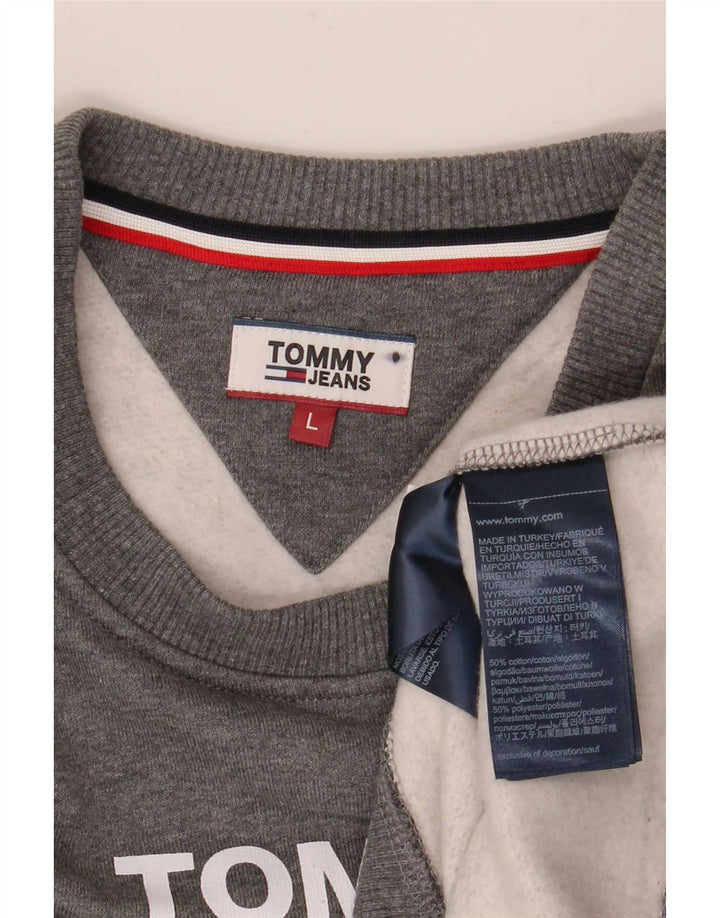 Tommy Hilfiger Herren-Sweatshirt mit Grafik, groß, graue Baumwolle