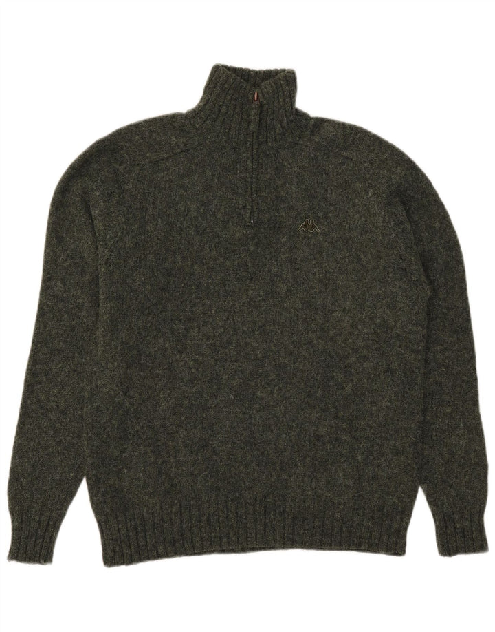 Kappa Damen-Pullover mit Reißverschluss am Hals, UK 14, mittlere Khaki-gefleckte Wolle