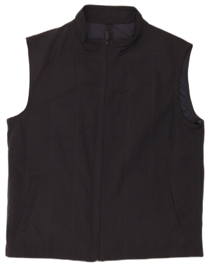 Massimo Dutti Herrenweste UK 42 XL Schwarz kariertes Polyester