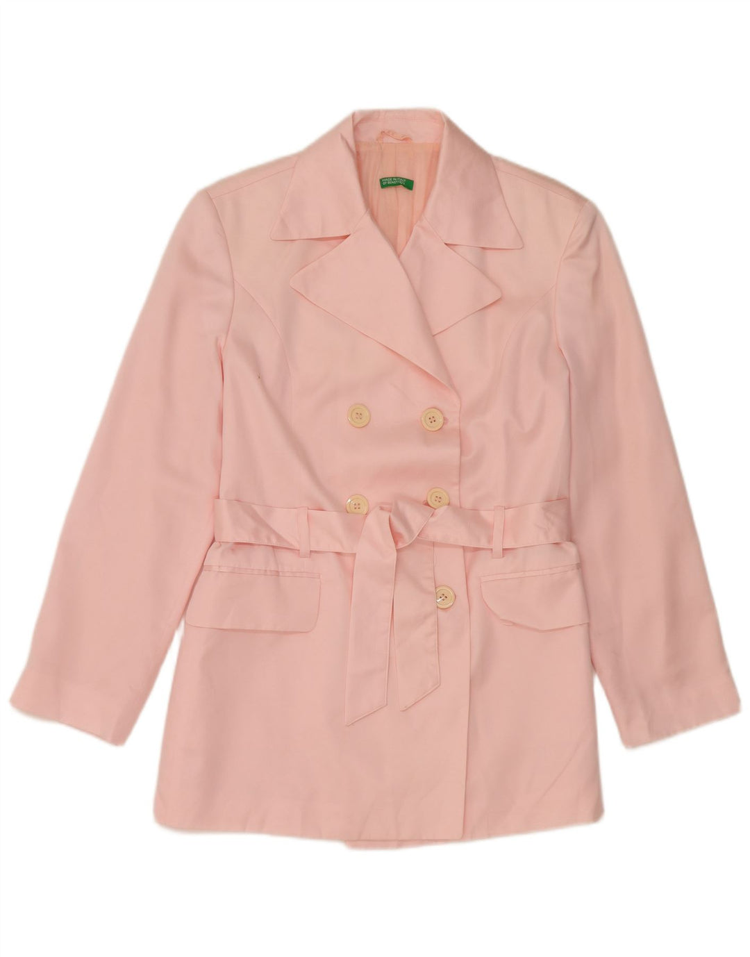 Benetton Damen Zweireiher-Blazerjacke, UK 14, Mittelrosa, Polyester
