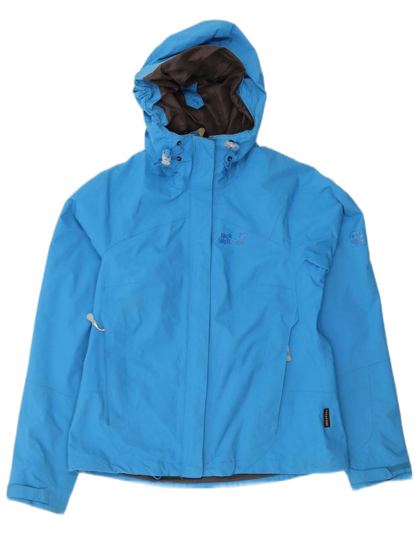 Jack Wolfskin Damen Kapuzen-Regenjacke UK 10 Small Blau Polyamid