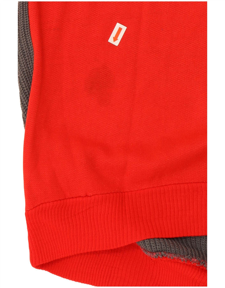 VINTAGE Herren-Sweatshirt mit Knopfkragen, Mittelrot, Farbblock