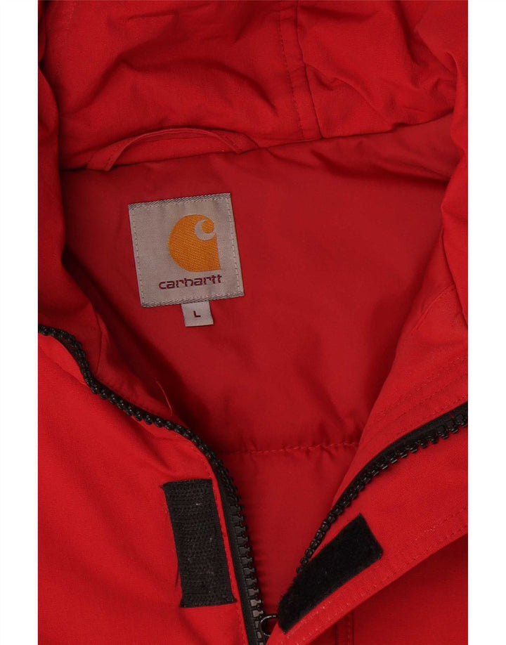 Carhartt gepolsterte Herrenjacke mit Kapuze, UK 40, großes rotes Nylon