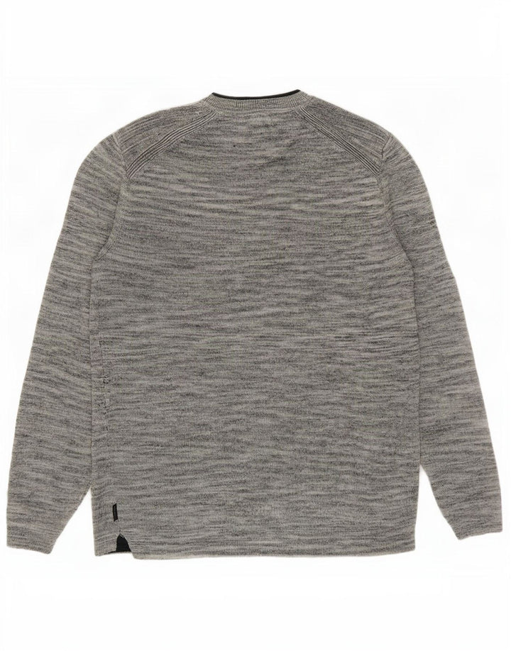 Ted Baker Herren-Pullover mit Rundhalsausschnitt, Größe 3, mittelgrau meliertes Leinen