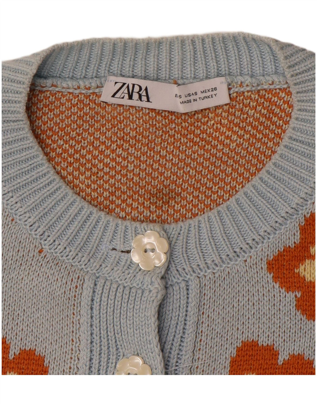 Zara Damen-Strickjacke in Übergröße, Gr. 10, klein, blau geblümt