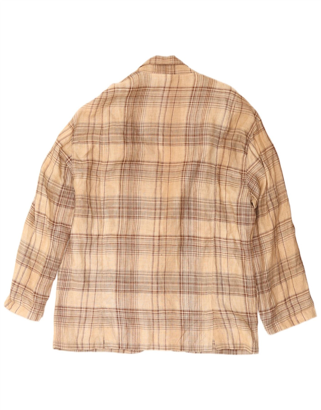 Vintage Herren 3-Knopf-Blazerjacke IT 52 XL Beige kariert