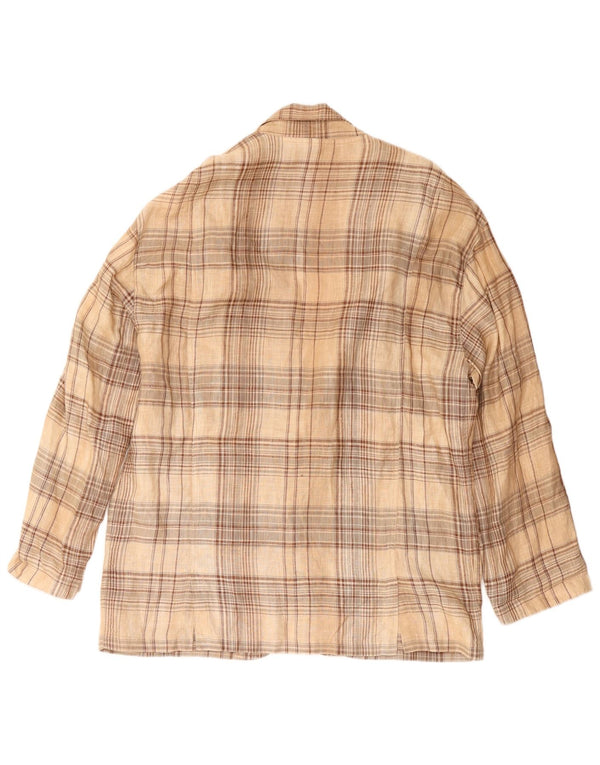 Vintage Herren 3-Knopf-Blazerjacke IT 52 XL Beige kariert