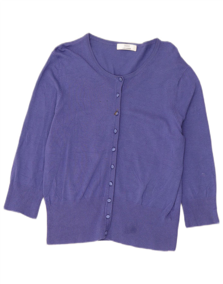 Marks & Spencer Damen Crop Cardigan Pullover UK 14 Mittellila Viskose