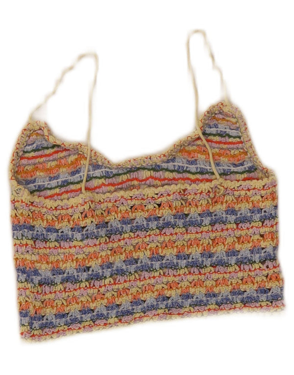Zara Häkel-Crop-Top für Damen, Größe S, Größe S, mehrfarbig, gestreift, Viskose