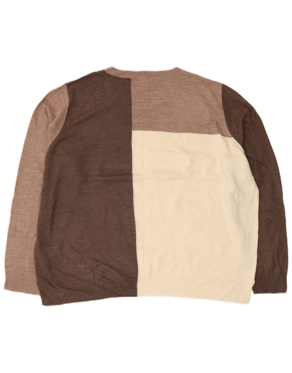Marks & Spencer Damen-Pullover mit Rundhalsausschnitt, Gr. 18, XL, Beige, Farbblock