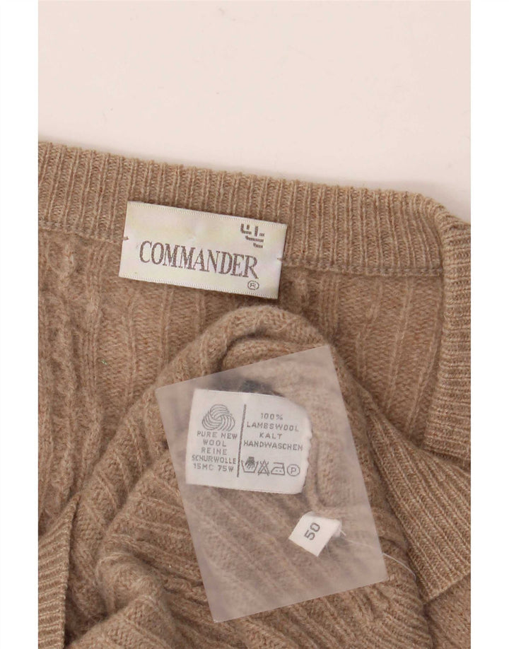 Commander Herren-Strickjacke IT 50 Mittelbeige Lammwolle