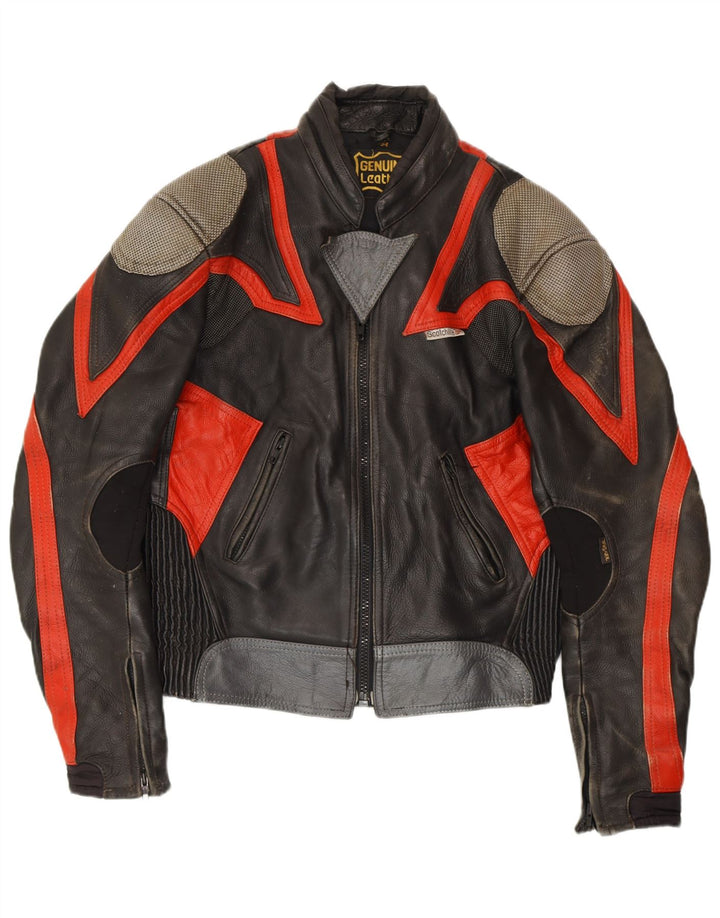 SCOTCHLITE 3M Herren Bomberjacke IT 54 2XL Schwarzes Colourblock-Leder