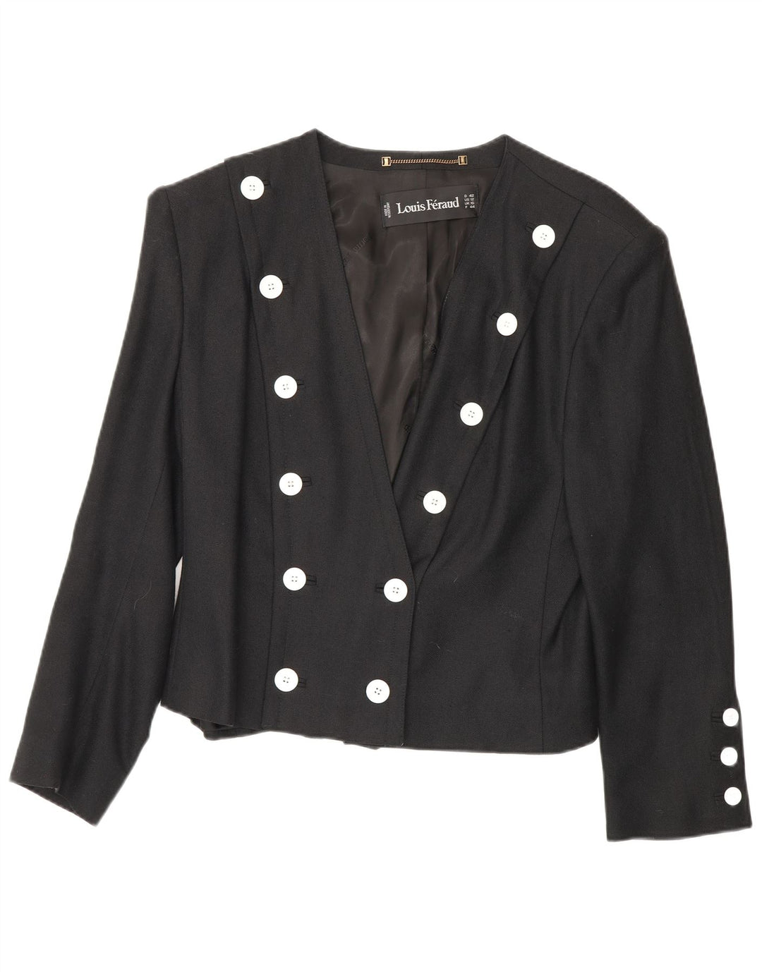 Louis Feraud Zweireihiger Damen-Blazer, Gr. 16, Größe L, Schwarz, Viskose