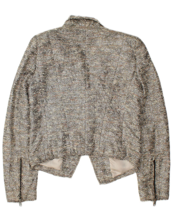 Offene Bolero-Jacke für Damen von Zara, UK 6, XS, grau gefleckte Baumwolle