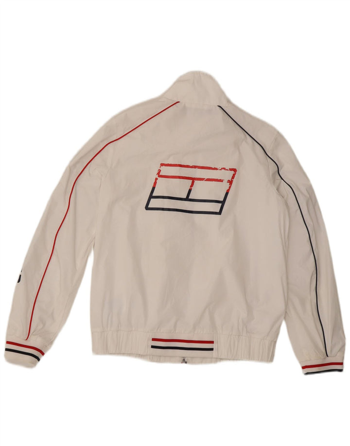 TOMMY HILFIGER Damen Grafik-Trainingsanzug-Oberteiljacke UK 10 Small Weiß