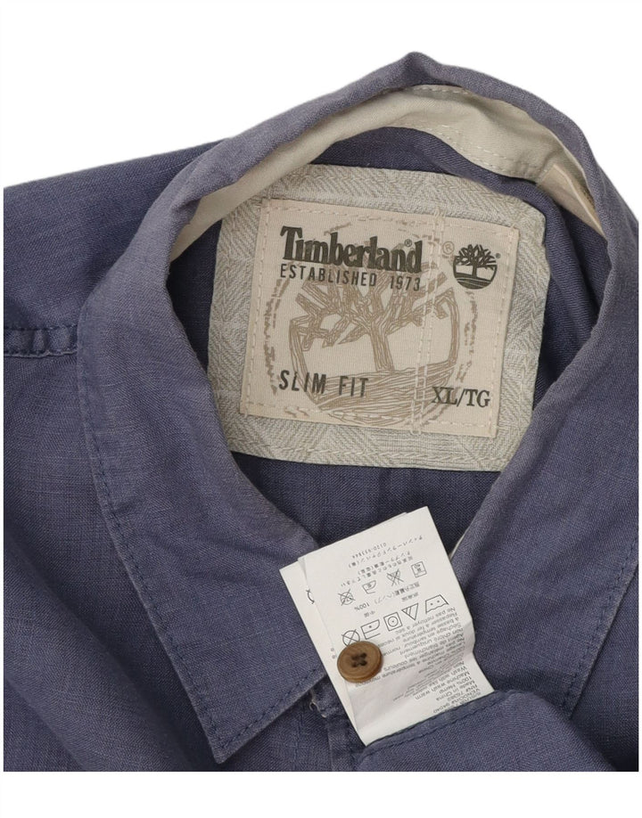 Timberland Herren Kurzarm Slim Fit Hemd XL Blauer Hanf