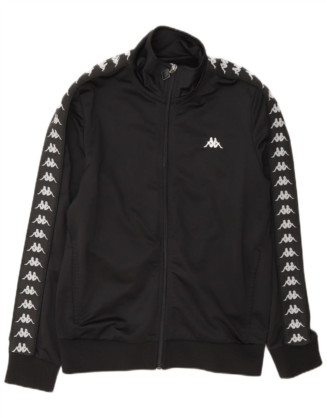 Kappa Jungen Grafik-Trainingsanzugoberteil, 13–14 Jahre, schwarzes Polyester