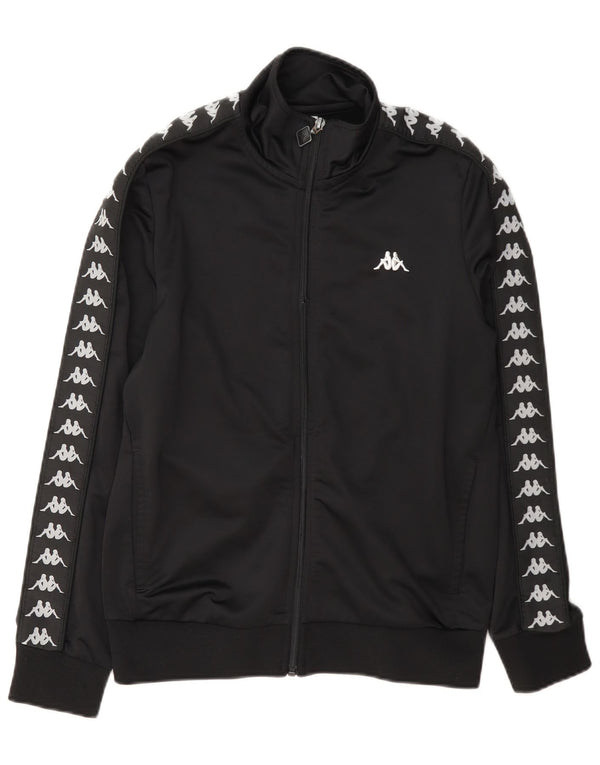 Kappa Jungen Grafik-Trainingsanzugoberteil, 13–14 Jahre, schwarzes Polyester