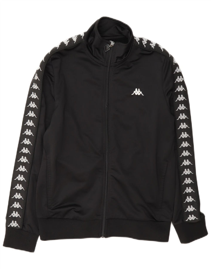 Kappa Jungen Grafik-Trainingsanzugoberteil, 13–14 Jahre, schwarzes Polyester