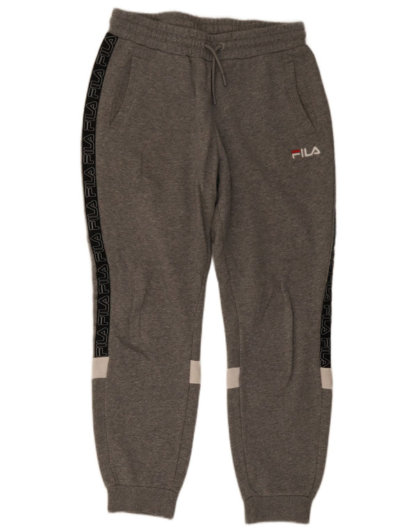 Fila Herren-Trainingsanzug mit grafischem Muster, Jogginghose, Größe S, Grau, Colourblock-Baumwolle