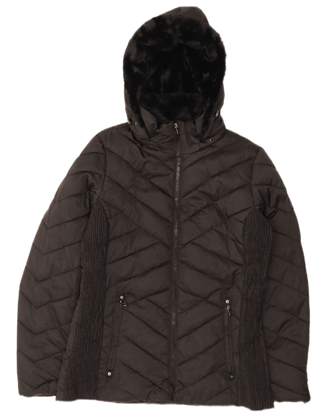 Nautica Wattierte Damenjacke mit Kapuze, UK 14, Mittelschwarz, Polyester