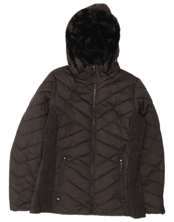 Nautica Wattierte Damenjacke mit Kapuze, UK 14, Mittelschwarz, Polyester
