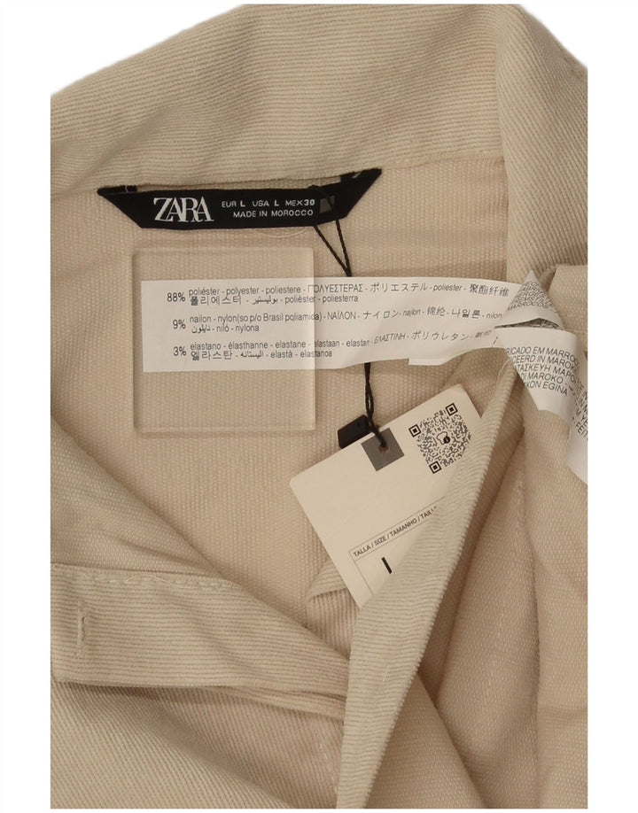 Zara Damen Crop Shirt UK 14 Large Beige Polyester