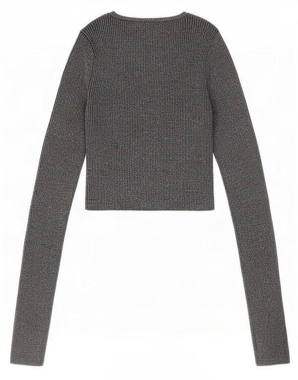 Zara Damen Crop Bluse Top UK 8 Small Silber meliert Viskose