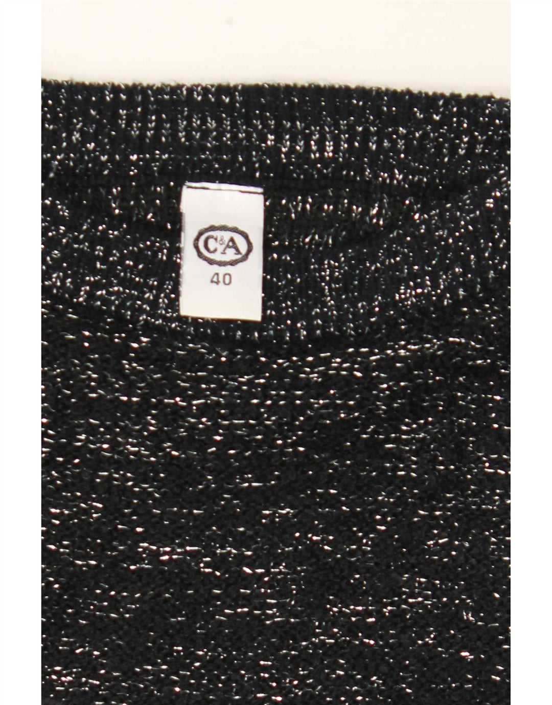 C & A Damen-Pullover mit U-Boot-Ausschnitt, EU 40, Mittelschwarz geflecktes Acryl