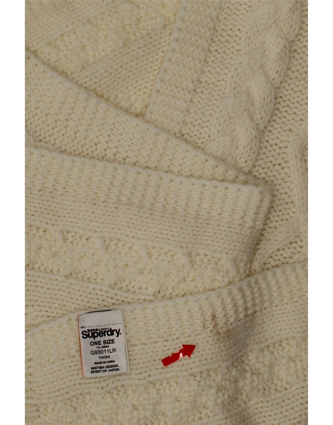 Superdry Strick-Rechteckschal für Damen, Einheitsgröße, gebrochenes weißes Acryl