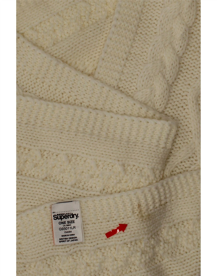 Superdry Strick-Rechteckschal für Damen, Einheitsgröße, gebrochenes weißes Acryl
