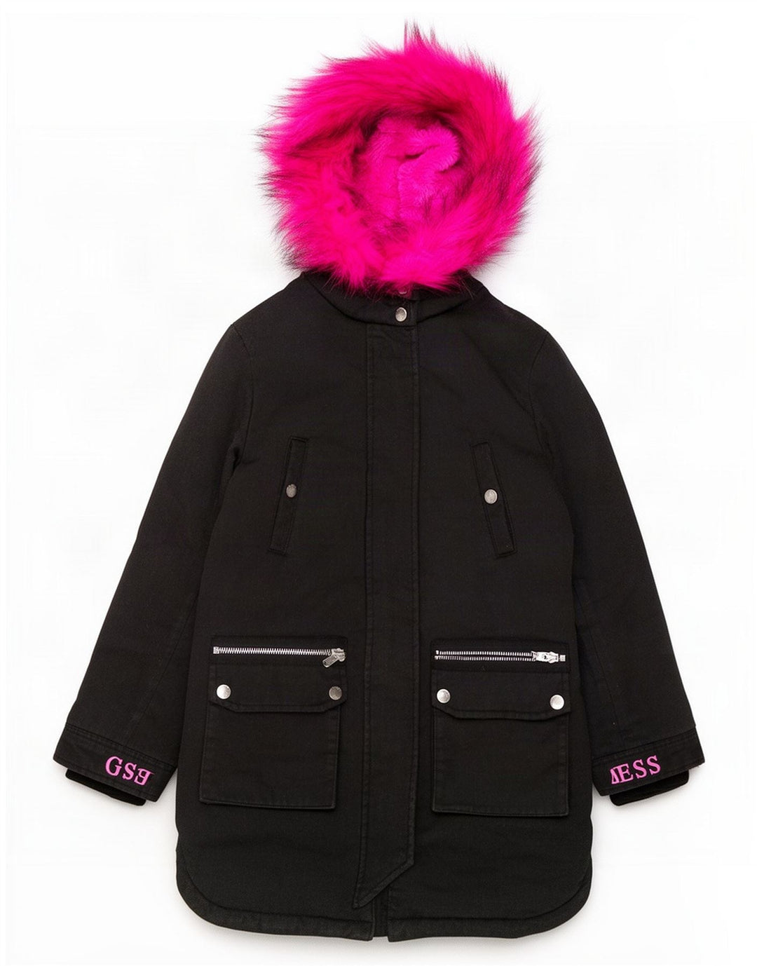 Guess Parka-Jacke mit Kapuze für Damen, UK 12, mittelschwarz, Polyester